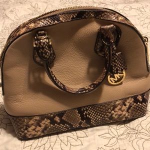 Michael Kors Taupe and Brown Snakeskin Purse